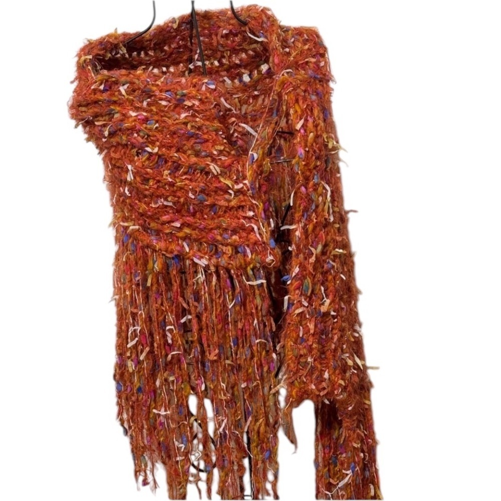 Handmade Hand Crafted Shawl with fringe and multicolor very soft